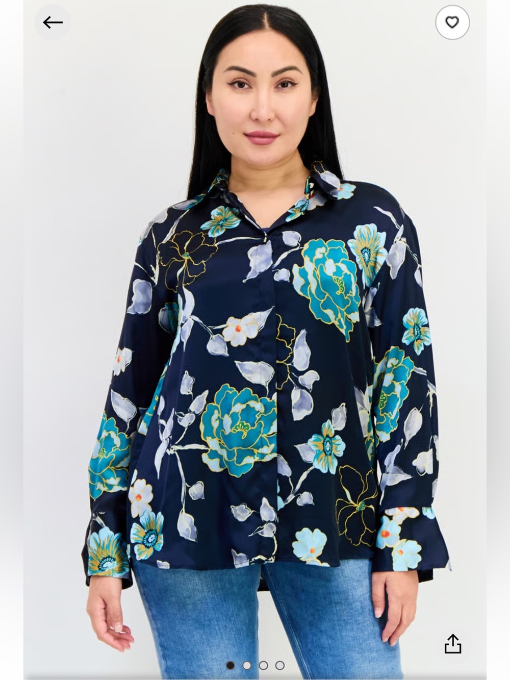 Zara silky long sleeve print blouse XS